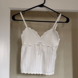 Aritzia White Scalloped Knit Camisole